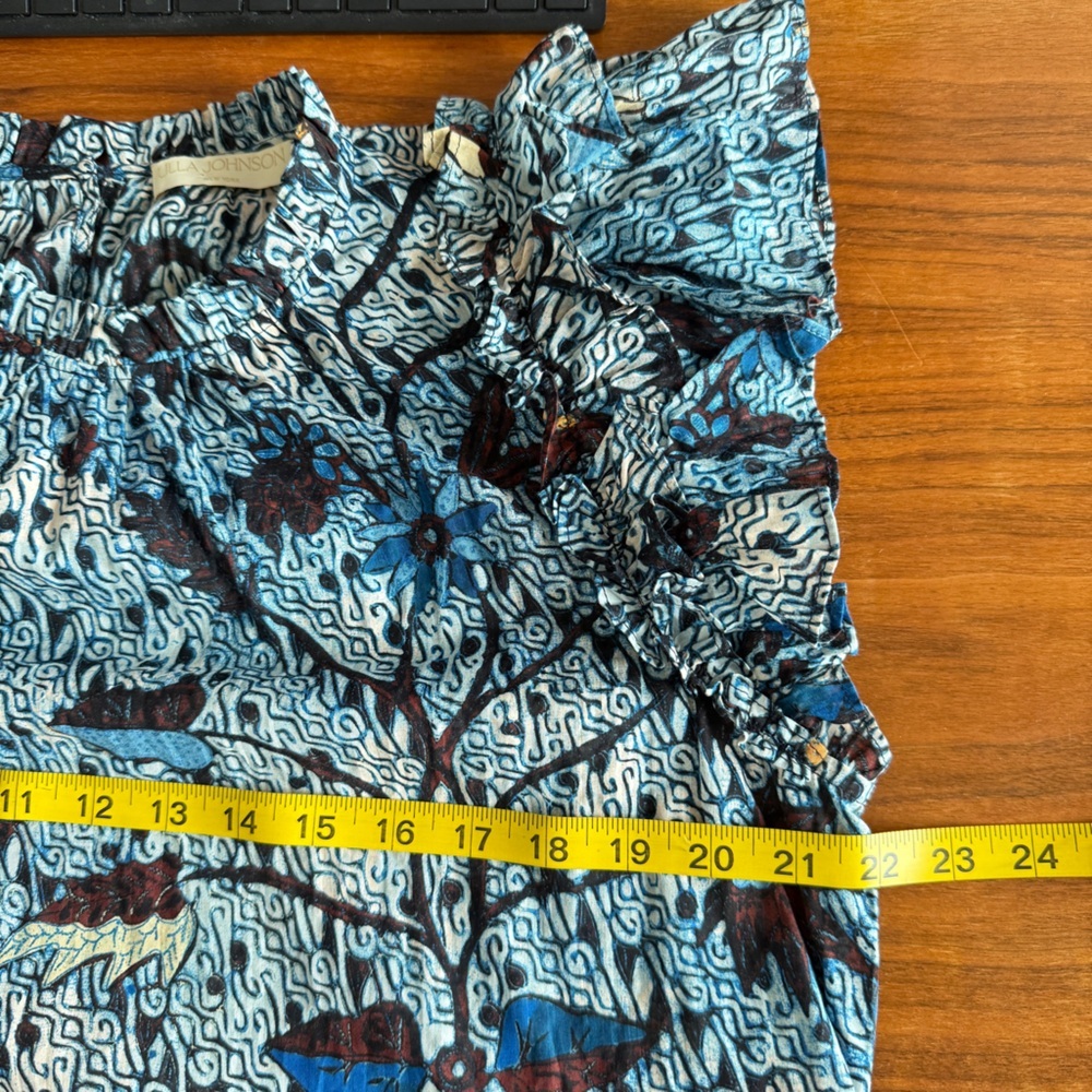 ULLA JOHNSON Denia Ruffle-Sleeve Tiered Mini Dress Sz 10 - Picture 11 of 13